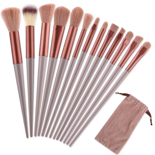 13 Piezas Pinceles de Maquillaje,Brochas de Maquillaje Profesional,Juego de Makeup Brushes,Para Colorete, Base Líquida, Sombra de Ojos