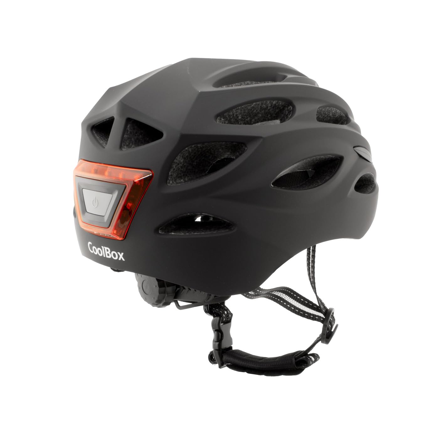 CoolBox M02 Casco para Patinete Eléctrico o Bicicleta Negro con Luz LED Frontal y Trasera. Ligero y Resistente con Espuma EPS y Cubierta de Policarbonato, Diseño Transpirable. Talla M