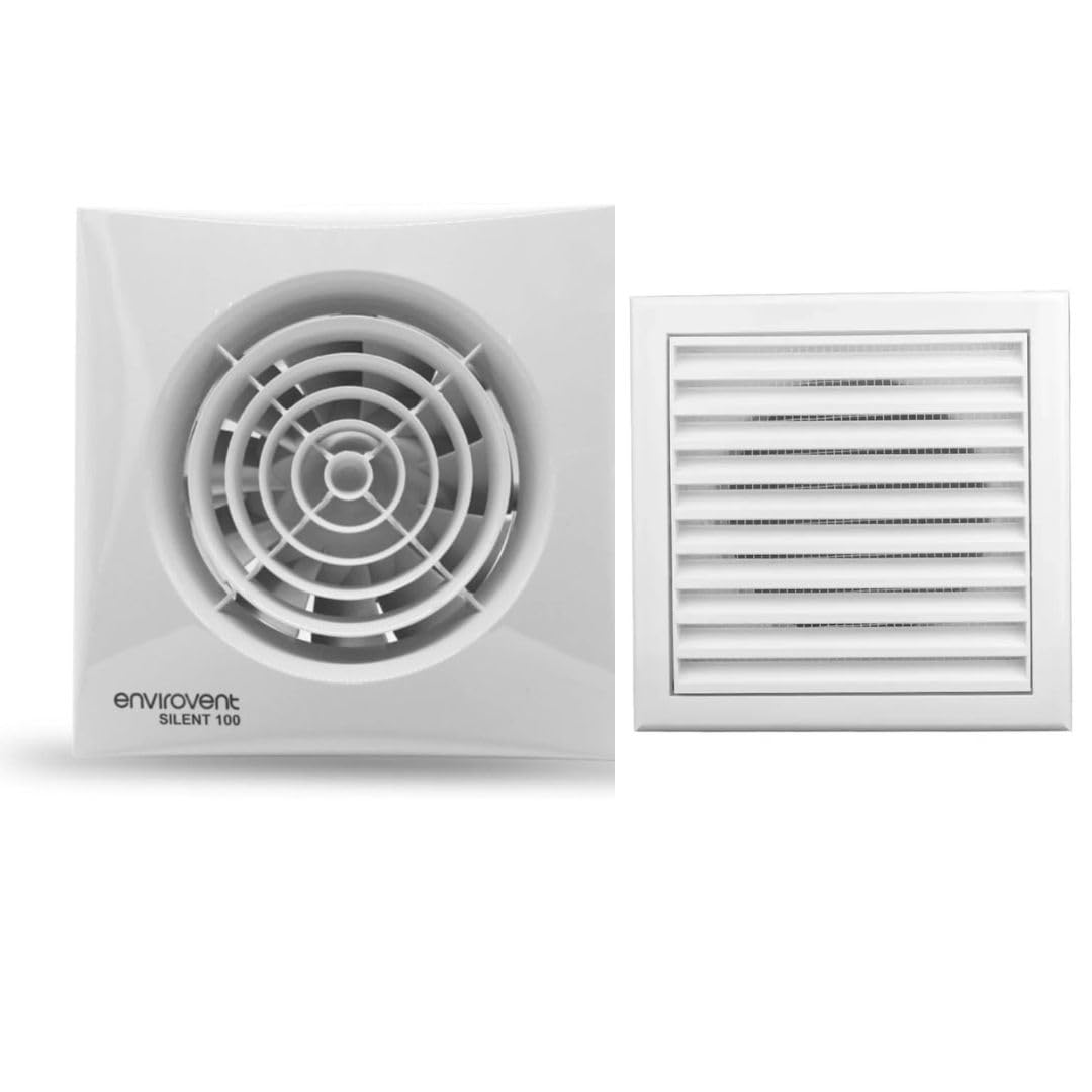 Envirovent SIL100T Timer Bathroom Extractor Fan & White Grille, 100mm/4
