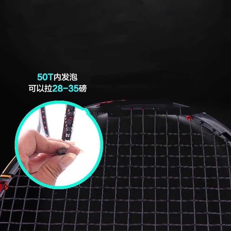 Badminton Set Raqueta de bádminton Profesional de Fibra de Carbono, 50T, 35 LB, con Cuerda, for Entrenamiento, Deportes de Velocidad, for Adultos, 1 Unidad Raquetas Badminton(Noir)
