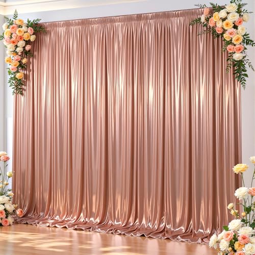10x10 ft Rose Gold Glitter Backdrop Curtain for Parties Wrinkle Free Glitter Photo Backdrop Drapes 2 Panels 5x10FT Shimmer Back Drop Cloth for Wedding Birthday Christmas Photography Background Decor