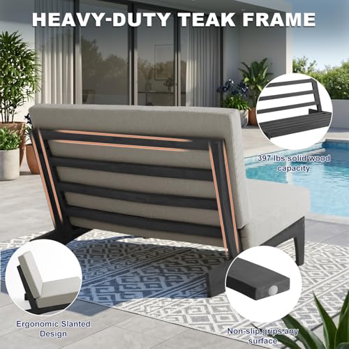 Image of Pia Ricoo 4 Piece Patio Furniture Sets, Outdoor Furniture with 2 Chairs & Coffee Table, Patio Conversation Set for Backyard, Deck, Lawn, Light Camel, Dark Wood