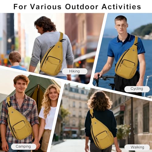 Duryarhall Sling Bag for Women Crossbody Chest Bag Convertible from Left to Right, Water Repellent Gym Backpack, Anit Theft, Lemon Yellow - image 6