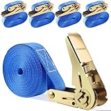 Foydream 4 Pezzi Cinghie a Cricchetto, Lunghezza 6 m, Larghe 25mm, Capacità di Carico 800...