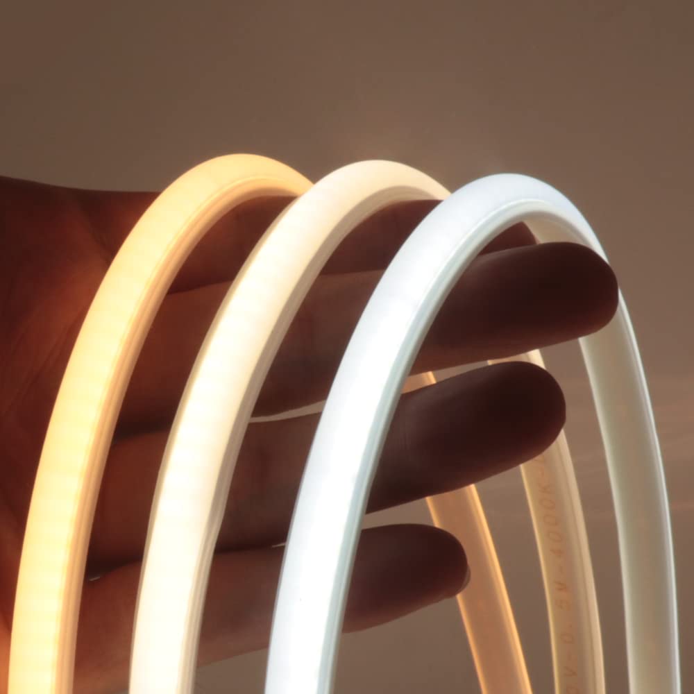 GQL 4m Ultra-Soft Modified Silicone COB Neon Strip Light, Natural White, 288 LEDs/m, Cut to 50cm, IP65 Waterproof Flexible Rope Light with Switch 220V UK Plug Power Supply — image 1