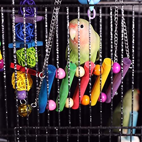Deloky 8 Packs Bird Swing Chewing Toys- Parrot Hammock Bell Toys Suitable For Small Parakeets, Cockatiels, Conures, Finches,Budgie,Macaws, Parrots, Love Birds #TOP6