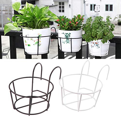 4Pack 6.3" Hanging Railing Planters Round Iron Hanging Baskets Flower Bonsai Pot Holder Balcony Hanging Railing Planters Rack For Indoor Outdoor Porch Or Fence,No Include Pot #TOP4