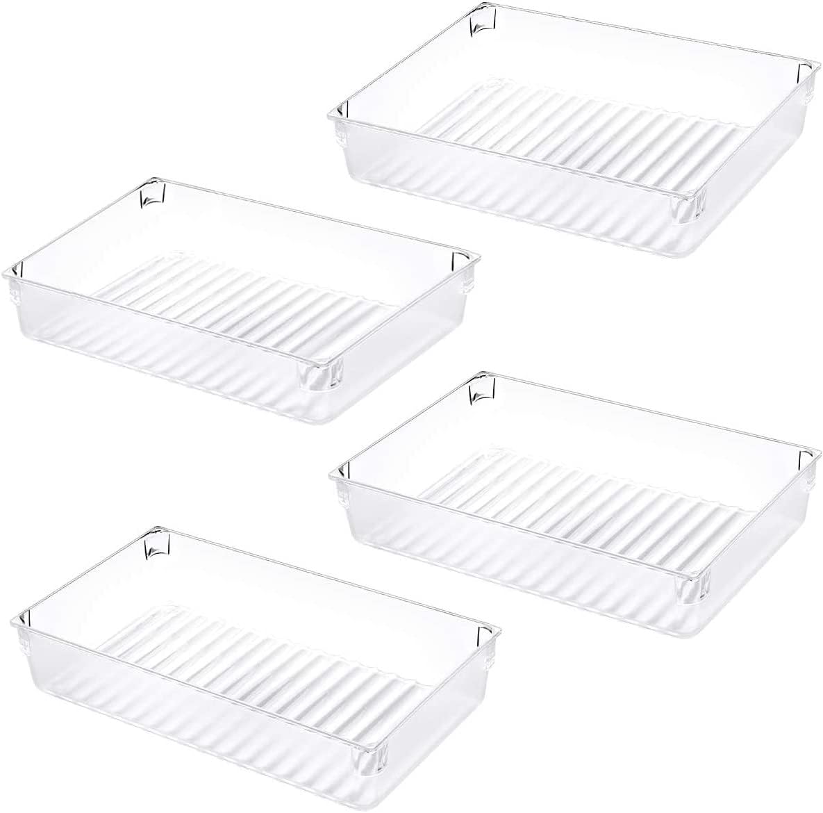 NEETBU 4 Pack Clear Plastic Drawer Organizer Bathroom