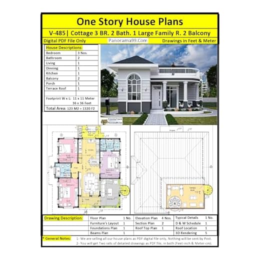 V-1485 Modern Tiny Bungalow Home Plans