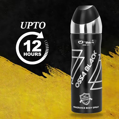 Image of Ossa Black Body Spray Deodorant For Men, 200ML | Masculine Premium Deodorant with Ambery and Citrusy Notes | Long Lasting Fragrance Ideal For All Day Elegance and Every Occasions