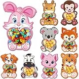 JNYVE Valentines Day Cards for Kids School: 36 Pack DIY Candy Jar Greeting Cards with Animal Design & Heart Shaker Pouches - Valentine Gifts Exchange for Boys Girls Toddlers Classroom Party Favors