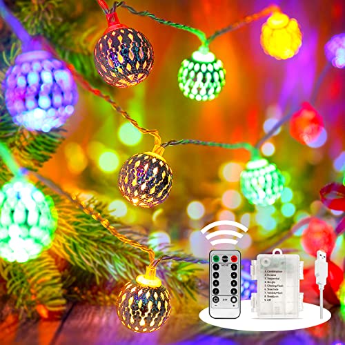 AceList LED Lichterkette, 20 LED 3M Marokkanische Lichterkette 8 Modi mit Ferngesteuerter Timer & USB Lichterkette für Hochzeiten, Geburtstage, Zimmer, Terrassen, Weihnachtsdekoration (Farbe) Cover