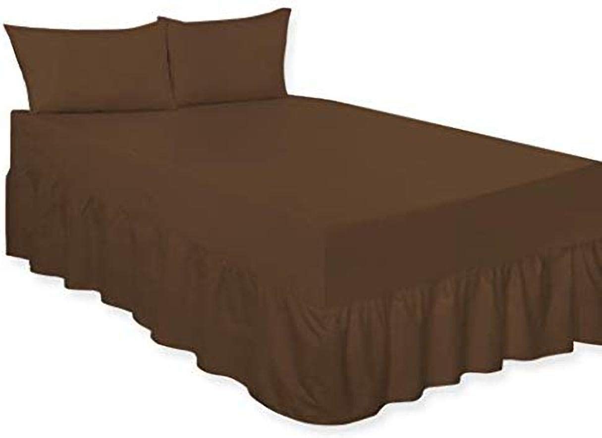 LOOMS & LEAVES PERCALE EXTRA DEEP 100% COTTON BLEND POLY FITTED VALANCE BED SHEETS IN (CHOCOLATE, SINGLE)