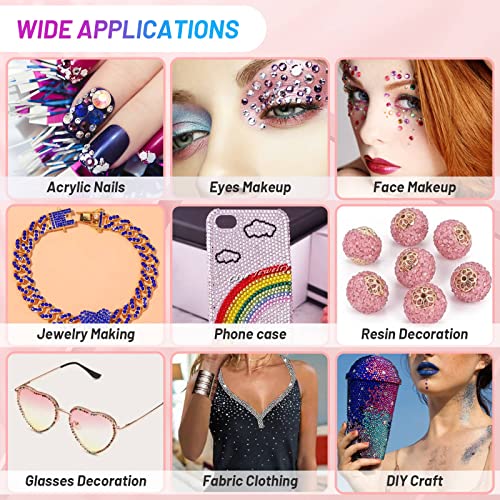3600Pcs Face Gems Eyes Jewels With Glue For Face Rhinestone, Shynek Flatback Eye Gems Hair Rhinestone Colored Crystal With Tweezers Dotting Tools For Nail Art Body Eye Makeup Crafts Decoration #TOP7