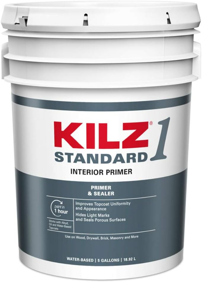 KILZ Standard White Flat Water-Based Acrylic Primer and Sealer 5 gal. - Case of: 1
