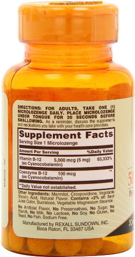 sundown high potency sublingual b12 5000 mcg 30 tablets pack of 3