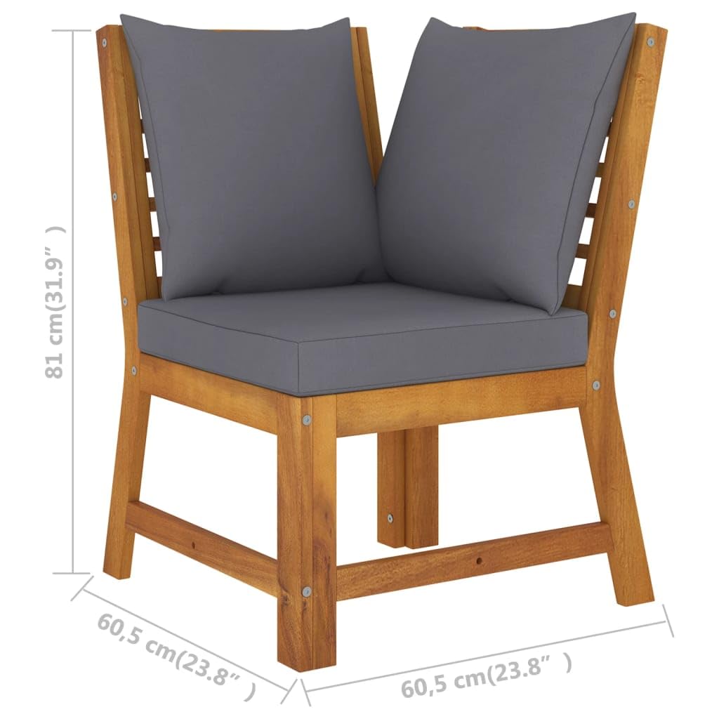 Muebles de jardín Conjunto Exterior 4 Piezas Madera Maciza de Acacia con Cojines Crema para terraza Patio balcón diseño Modular Resistente para Ocio y reunión al Aire Libre