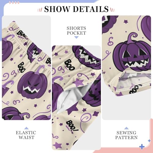 Pajama Pants Lounge Sleep PJ Bottoms Sleepwear Elastic Waist Drawstring S Purple Pumpkin4
