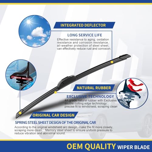 Image of 3 wipers Replacement for 2011 2010 2009 2008 2007 Honda CR-V CRV Original Equipment Windshield Wiper Blades Set 26 inch+16 inch+14 inch (Set of 3) U /J HOOK