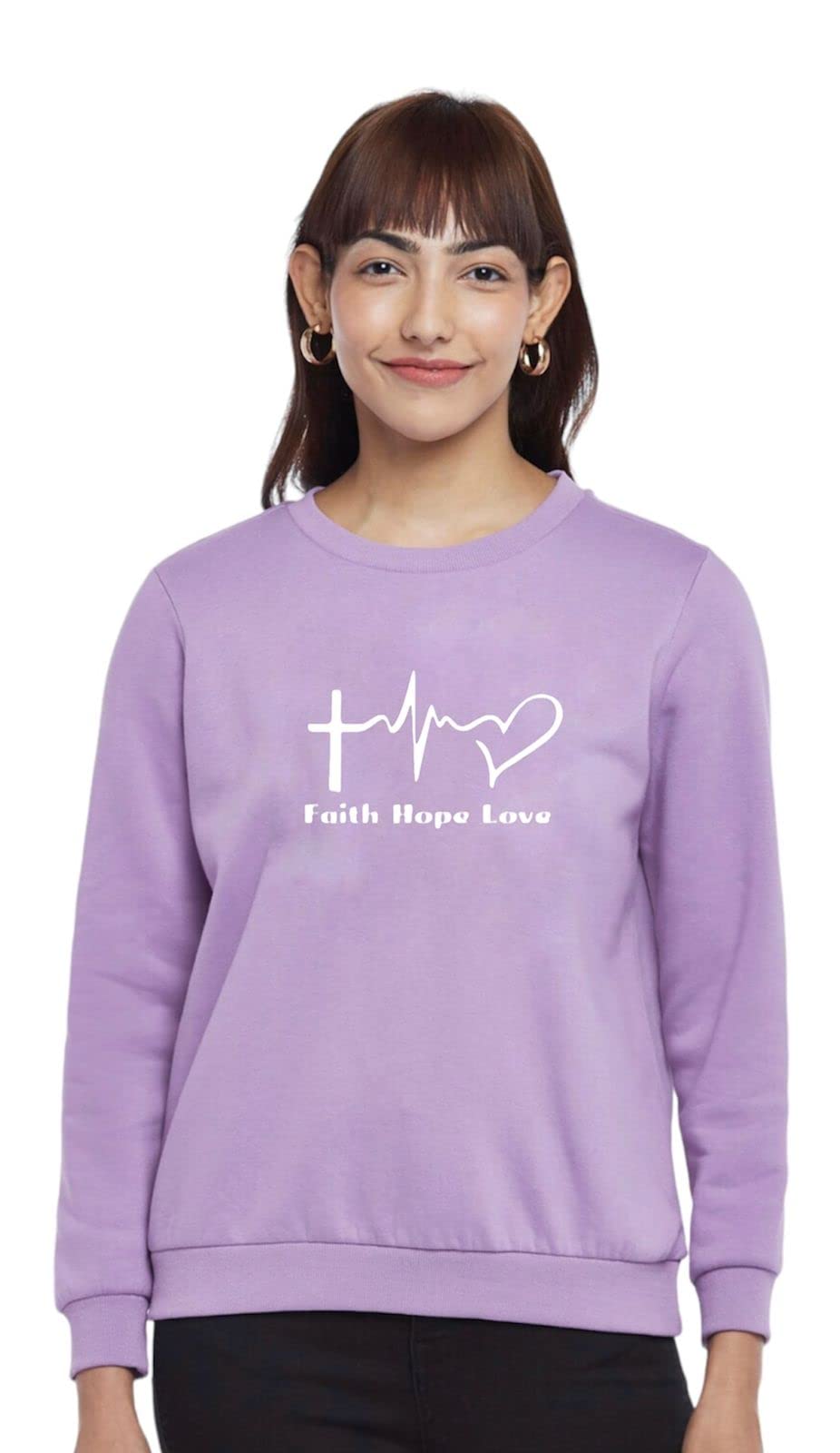 MALVIS Women's Purple Round Neck Solid Full Sleeve Sweatshirt-ML149WPPLFTHLOVE