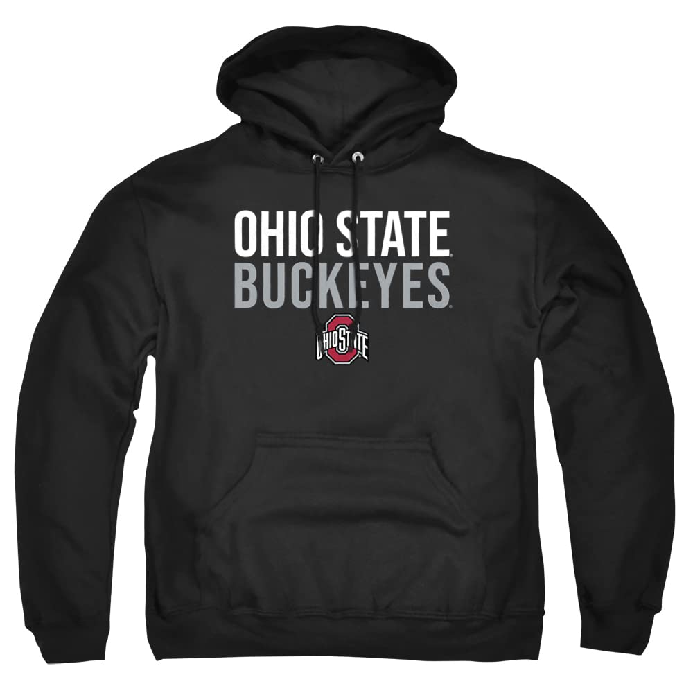 The Ohio State University Official Stacked Unisex Adult Pull-Over Hoodie,Black, 3X-Large