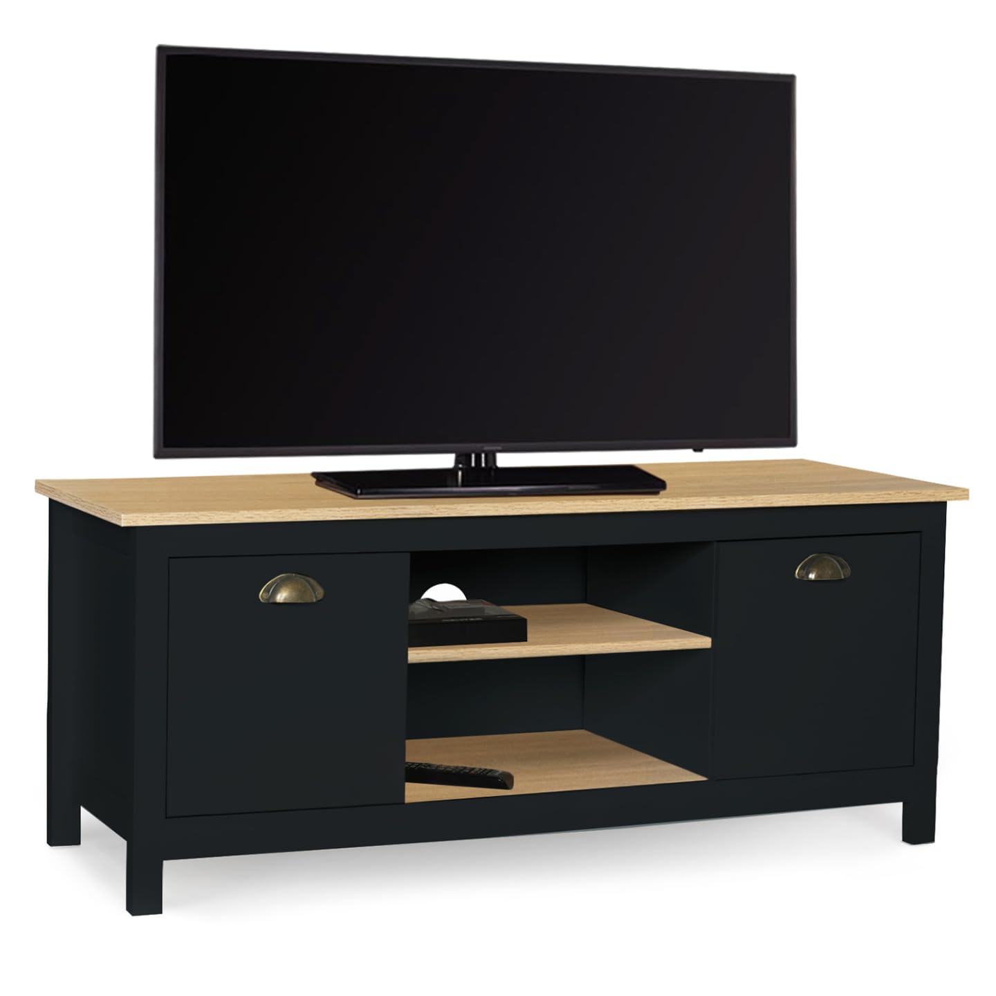 IDMarket – Mueble TV 113 cm Campaña ISIS Madera y Negro