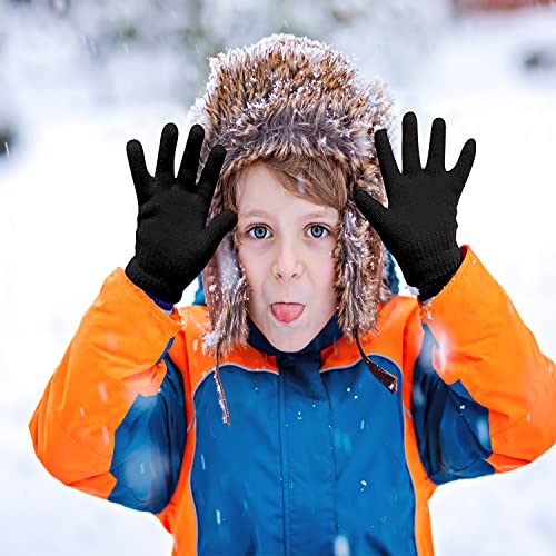 Wanbao 12 Pairs Childrens Gloves, Kids Knit Gloves, Black #TOP4