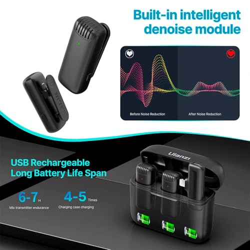 Microfone Sem Fio Ulanzi J12 com Conector Lightning, Lapela, para Ios, Cor Preto, Ideal para Gravaçõ