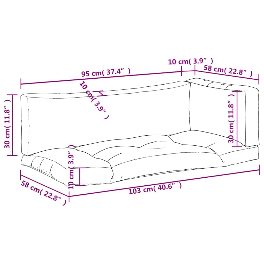 vidaXL Coussins de Palette Lot de 3 Bleu Tissu