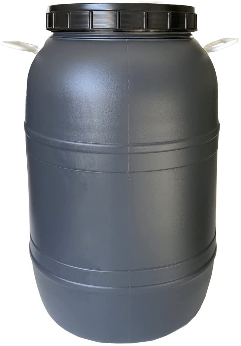 Mugar - Bidons de 65 litres en PVC - Homologués pour usage alimentaire - Avec fermeture hermétique à vis et poignées - Bidon alimentaire gris