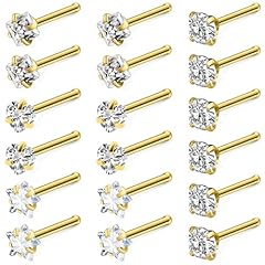 A:20G Straight-14k Gold Plated-CZ 3MM