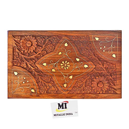 Preisvergleich Produktbild Metallischer indischer Schmuck, handgefertigt, Holz-Schmuckkästchen für Frauen, Schmuck-Organizer, Elefantendekor