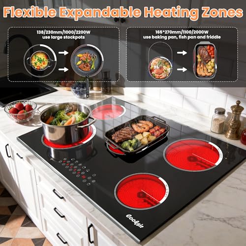 Image of Electric Cooktop 30 Inch 5 Burner 8400W High Power 240V