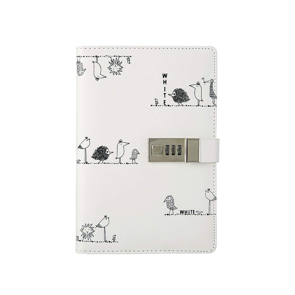 Cuaderno de tapa dura rayada de piel sintética de papel grueso de alta calidad para diario, escritura, notas, diario (blanco)