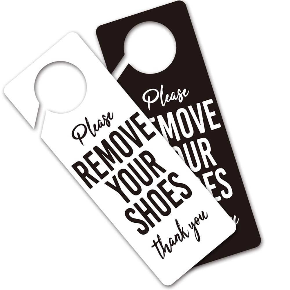 Funny Please Remove Your Shoes Door Hanger Sign, 2 Pack(Double Sided) Please Do Not Disturb, Funny Office Decoration, Ideal for Offices, Spa Treatment, Hotels or During Therapy, Counseling Sessions