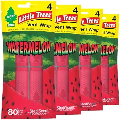 Image of LITTLE TREES Car Air Freshener | Vent Wrap Provides Long Lasting Scent, Invisibly Fresh | Watermelon, Air Fresheners (Pack of 96)