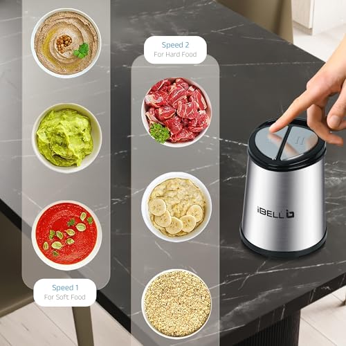 Image of iBELL MT200SPRO 700W Electric Chopper with 2L Stainless Steel Bowl, Multipurpose Food Processor for Meat, Vegetables, Fruits & Nuts, Includes Garlic Peeler & Egg Whisker (Silver)