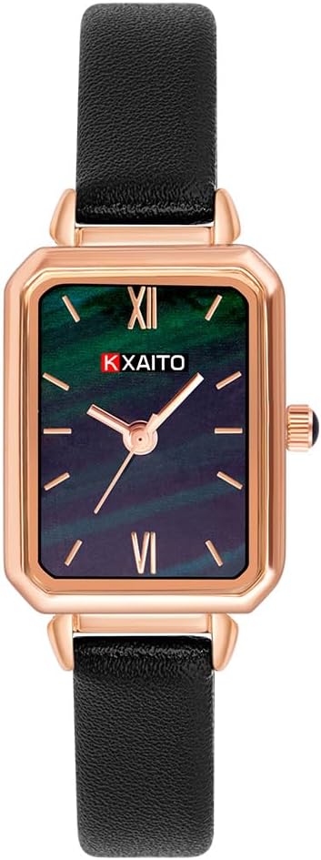 Women's Watch with Malachite Green Shell Dial, Square Case, Leather Band, 3ATM Waterproof Watches Gift for Christmas Valentine’s Day Mother’s Day Anniversary Birthday