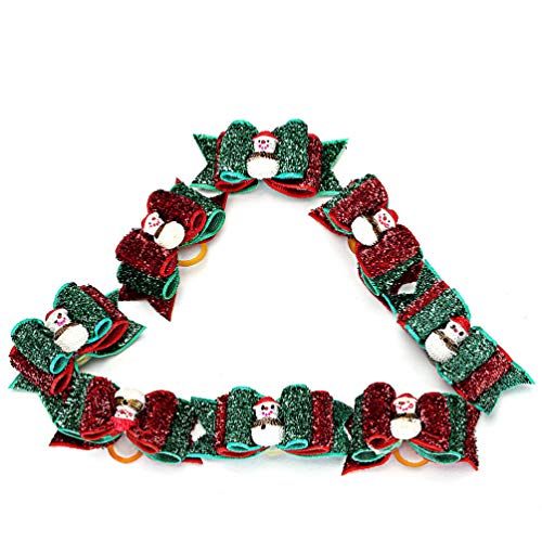 Balacoo 20pcs Pet Dogs Chirstmas Hair Bows with Rubber Bands Bow Ties Christmas Holiday Bowties Hairbands Hair Grooming Accessories (Random Color) - Image 6