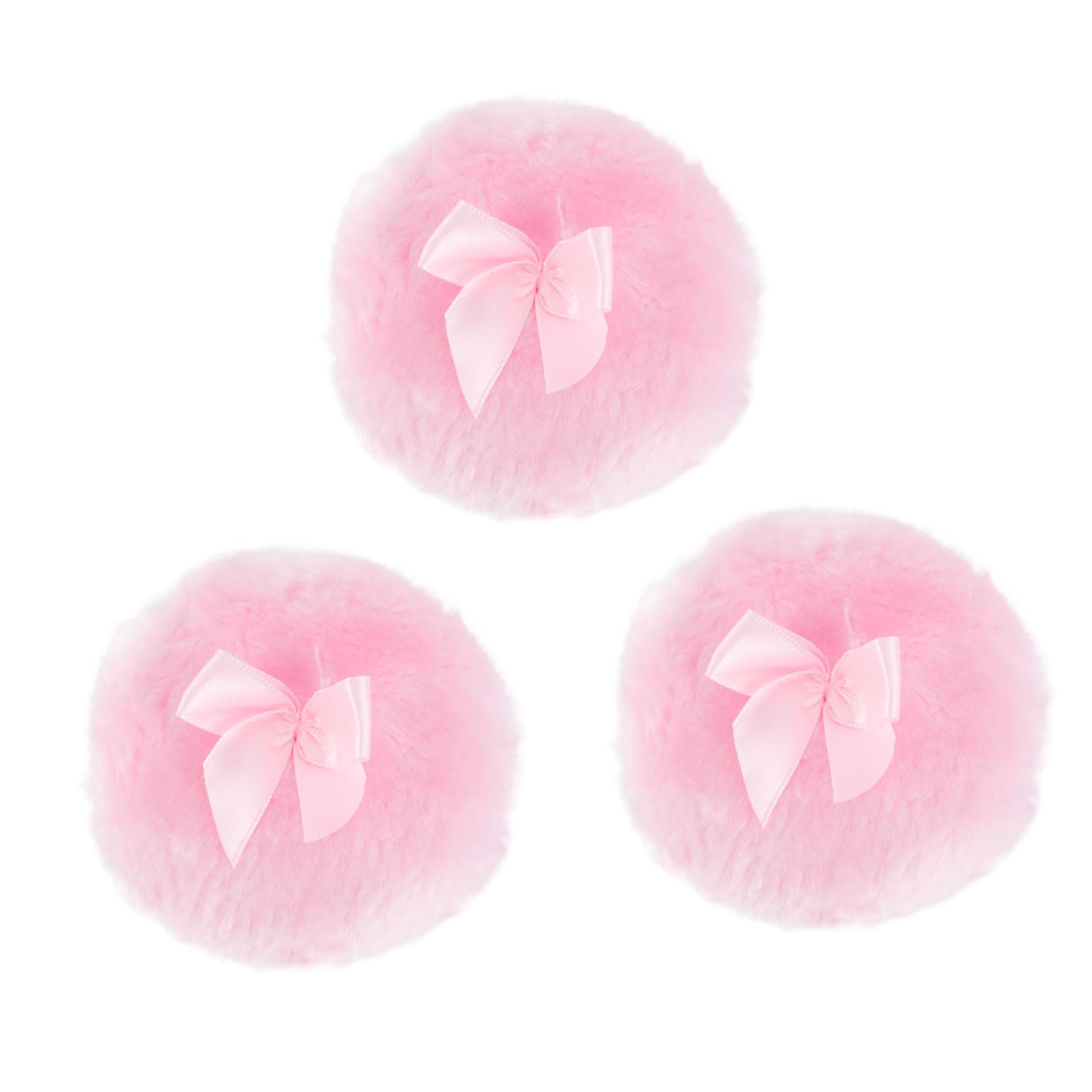 LIFKOME 3Pc Powder Puff Long Applicator for Talcum Prickly Heat Powder Safe Soft Design for Use Pink Color for Delicate Skin