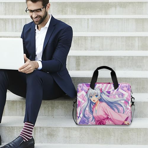 Maletín portátil para laptop 15.6 pulgadas con asa y correa morado rosa miniatura 3