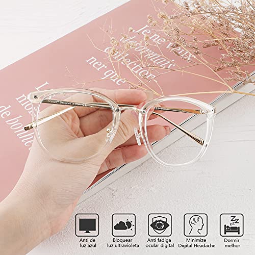 Cyxus óculos anti luz azul,Armações de oculos masculinas e femininas,Moldura redonda retrô anti-ultr