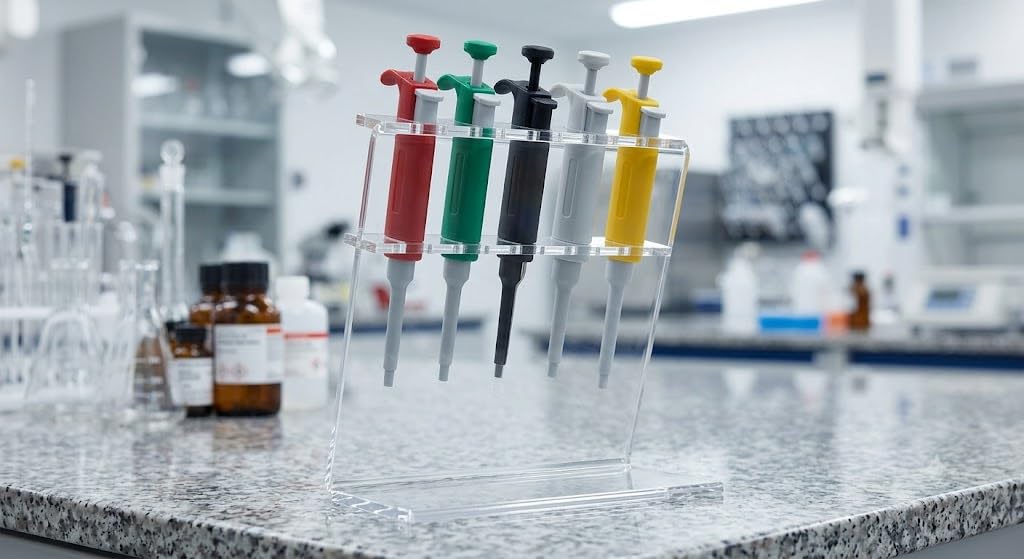 Micropipette Stand Acrylic – Holds 5 Pipettes Z-Shape Linear Vertical Stand Transparent Rack for Chemical Laboratory Industrial & Scientific Use, Chemistry Lab Equipment-image-25