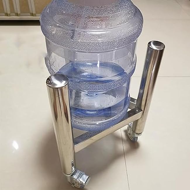 Kitchen Base Thermal Bucket Bracket, Thick Stainless Steel Bucket Rack, Thermal Bucket Mobile Rack, Soup Pot Mobile Trolley, Multi-Functional Heavy-Duty Trolley (Silver b)-Y2UHM8bl