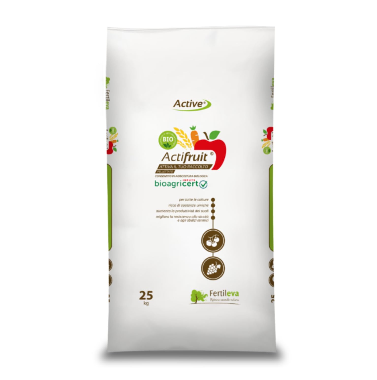 Actifruit Ammendante Compostato Misto Biologico, 25 kg, Certificato Bioagricert