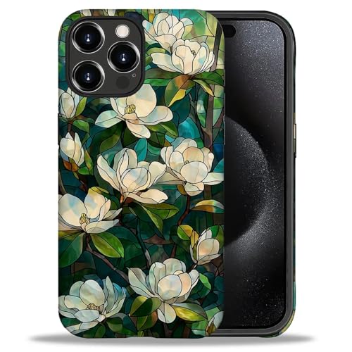 Coque iPhone 16 Pro Max antichoc mosaïque magnolia vitrail