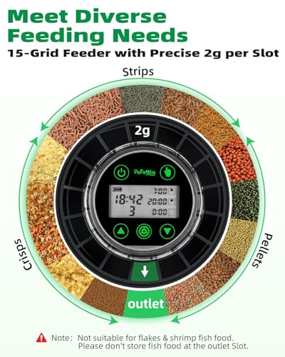 Automatic Fish Feeder for Aquarium - Auto Fish Food Dispenser for Fish Turtle Tank with USB Cable & LCD Display, Timer Fish Feeder for Vacation Weekend Holiday, with Fish Feeder Spoon(Black) - Image 3