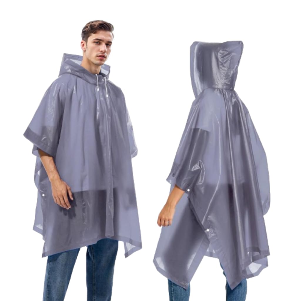 Ninnyi 2 Pcs Poncho Waterproof Adult, Lightweight Reusable Rain Poncho for Camping Hiking Outdoor Activities