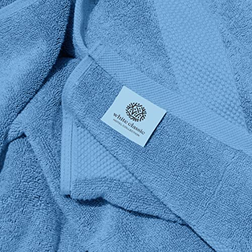 Image of White Classic Luxury Bath Towels Set of 4 Large - 700 GSM Cotton Ultra Soft Bath Towels 27x54 | Highly Absorbent and Quick Dry | Hotel Towels for Bathroom Luxury, Plush Shower Towels, Light Blue