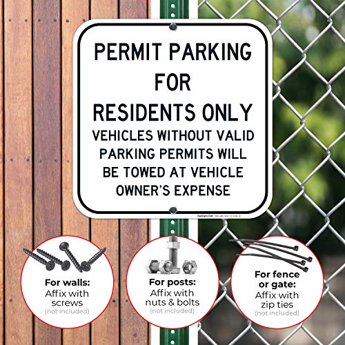 image for Permit Parking Sign, Residents Parking Only Sign, 12x12 Inches, Rust F